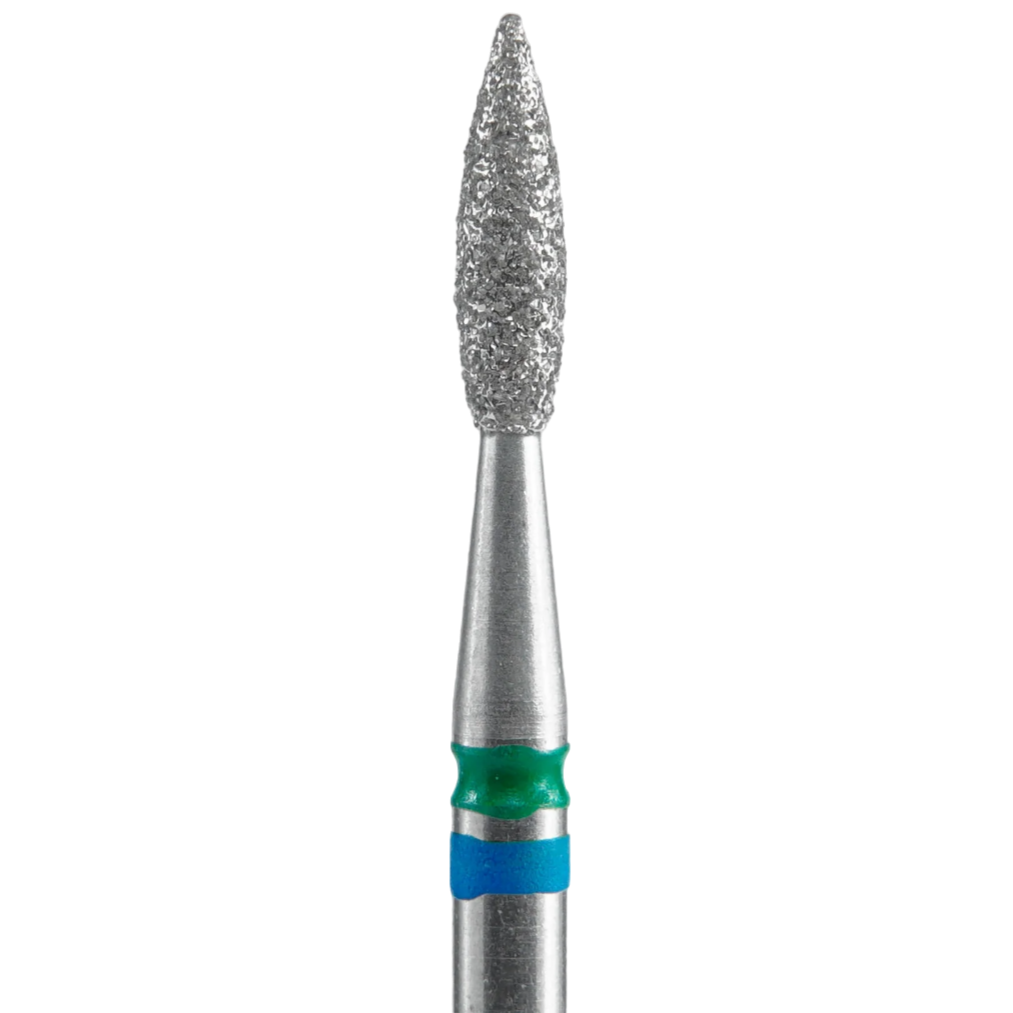 STALEKS - Diamond nail drill bit DUO "Pointed Flame" blue-green, 2,1/8mm (FA11BG021/8)