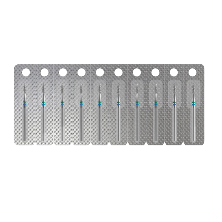 STALEKS - Diamond nail drill bit DUO "Pointed Flame" blue-green, 2,1/8mm (FA11BG021/8)