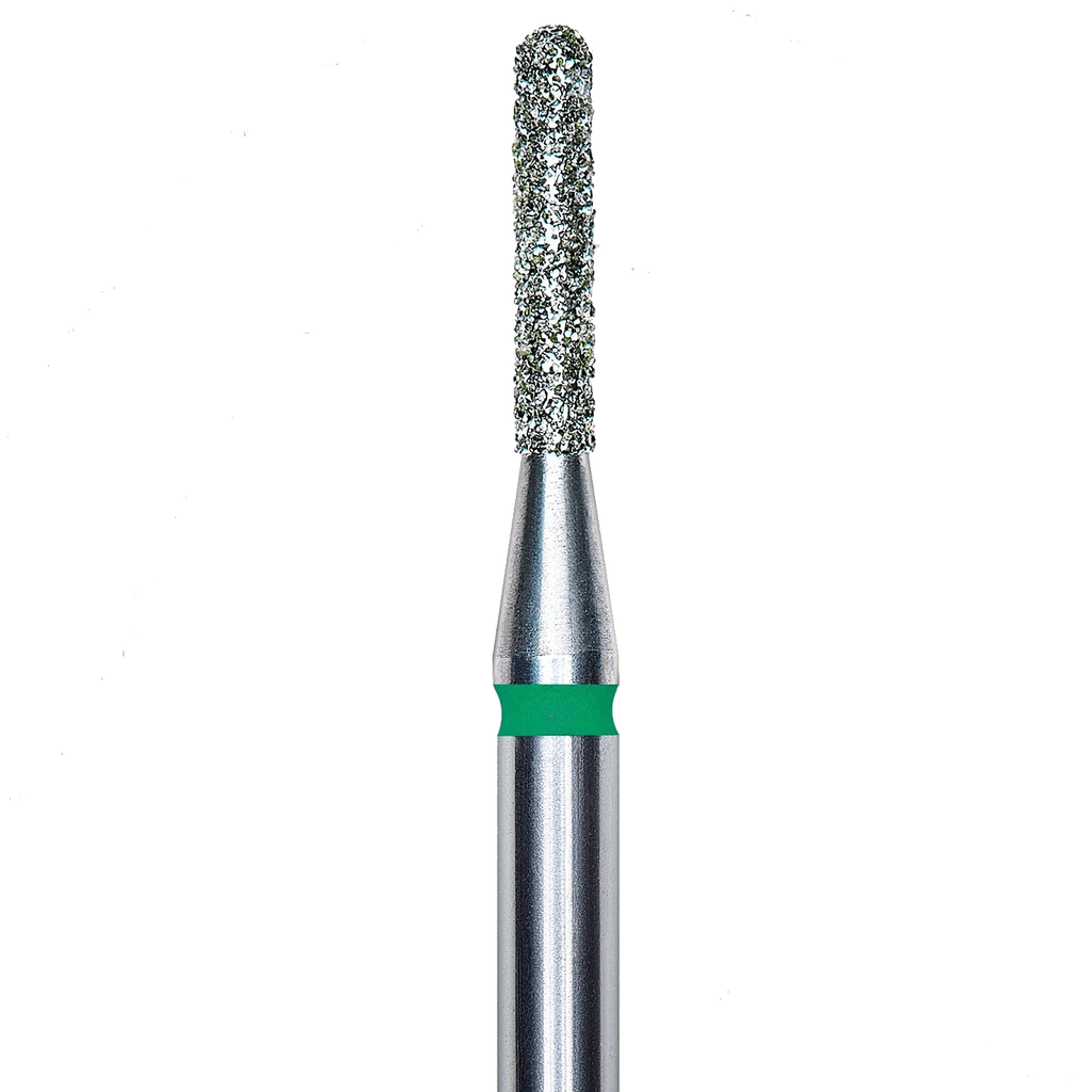 DIAMOND NAIL DRILL BIT, ROUNDED "CYLINDER", GREEN, HEAD DIAMETER 1.4/8MM (FA30G014/8) - STALEKS™