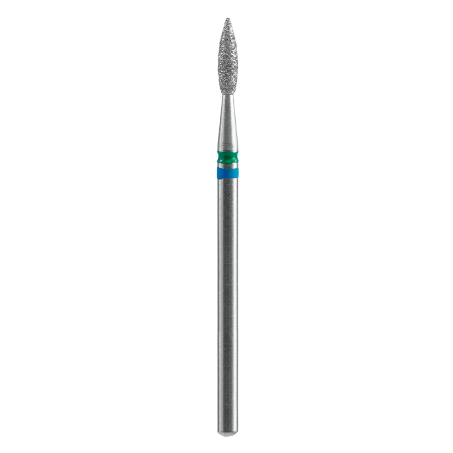 STALEKS - Diamond nail drill bit DUO "Pointed Flame" blue-green, 2,1/8mm (FA11BG021/8)