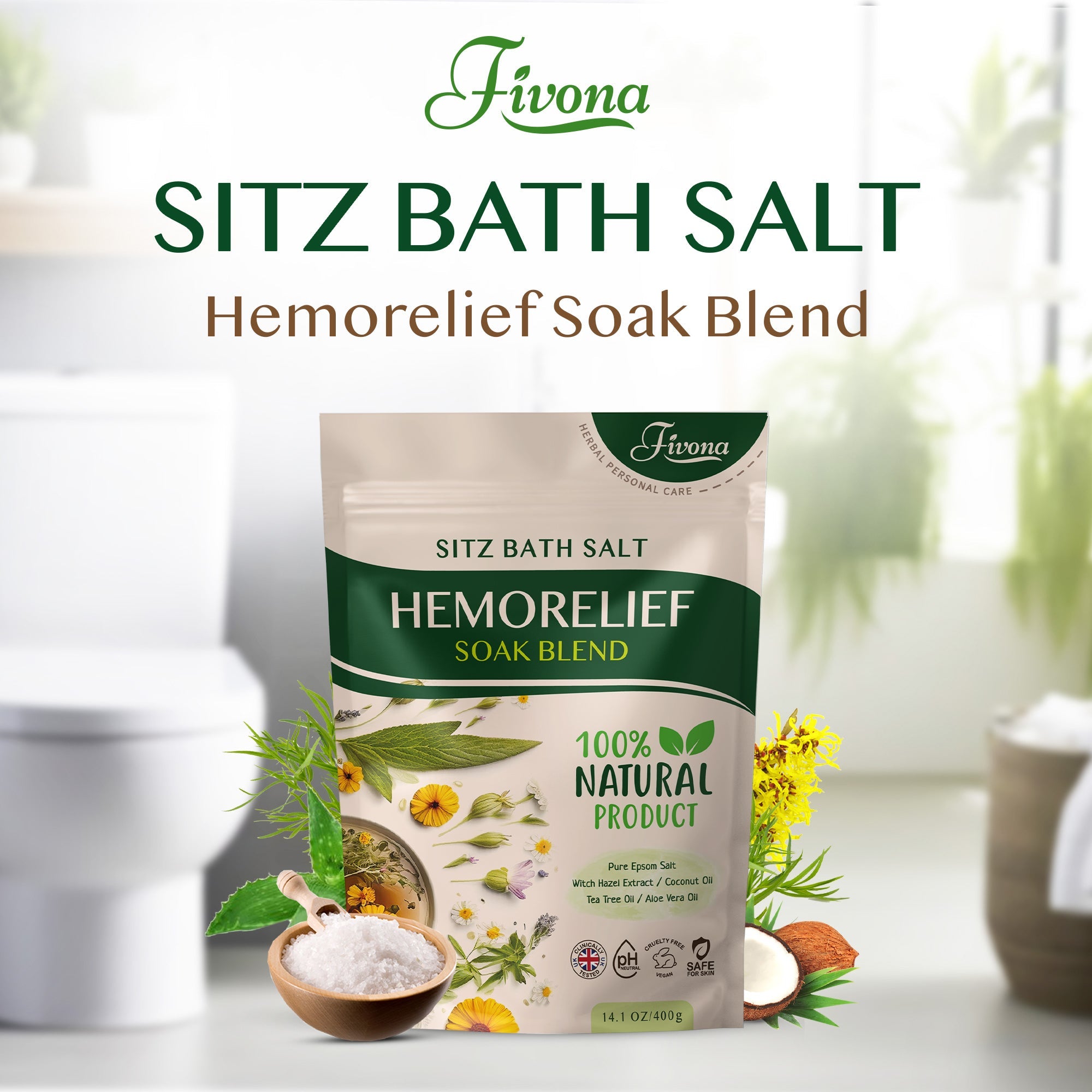 Fivona Hemorelief Sitz Bath Soak Blend | 14.1oz