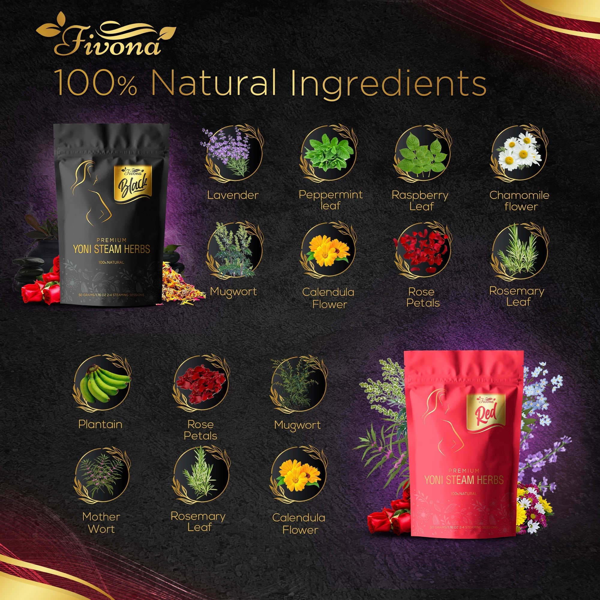 4 in 1 Yoni Steaming Kit | Premium Black & Red Herbs